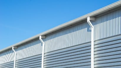 Commercial Roofing & white Guttering
